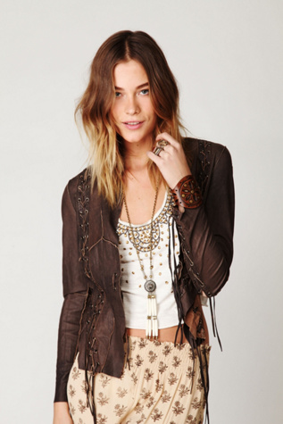Lace Up Leather Jacket