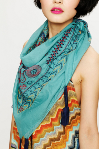 Embroidered Sun Scarf