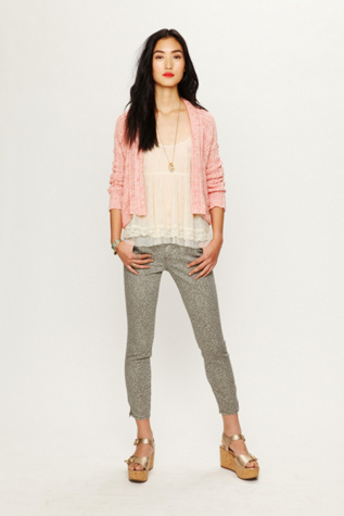 Lace Print Cropped Skinny