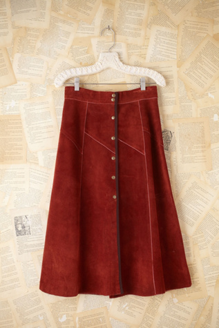 Vintage Suede Button Skirt