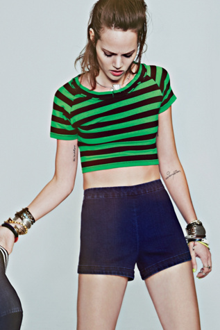 FP New Romantics Striped Scuba Crop Tee