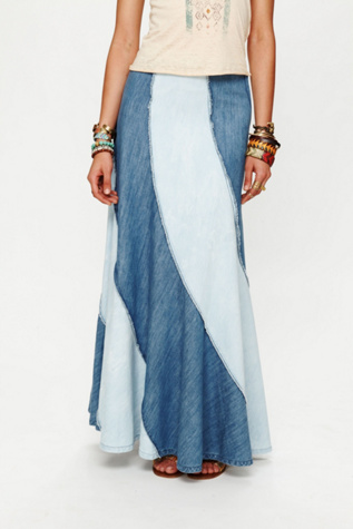 Contrasting Denim Maxi