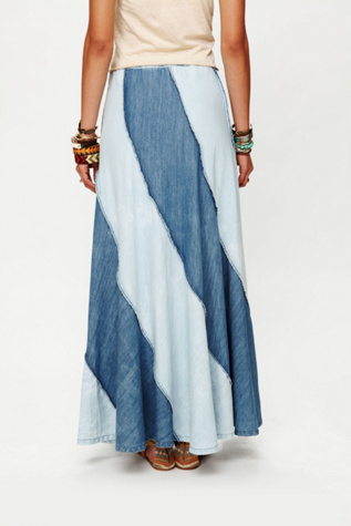 Contrasting Denim Maxi