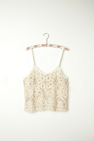Beaded and Studded Battenburg Crop Cami