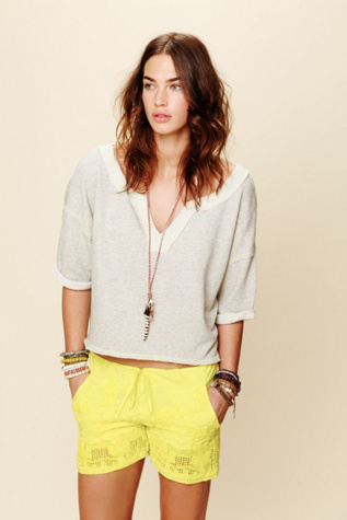 Speckled Split Neck Pullover