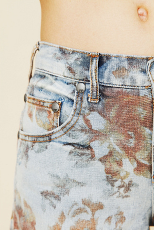 Floral Printed Denim Cutoff