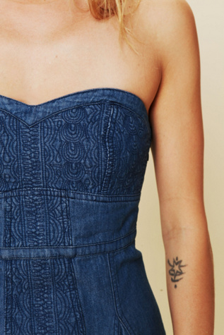 Denim Fit and Flare Tube Dress