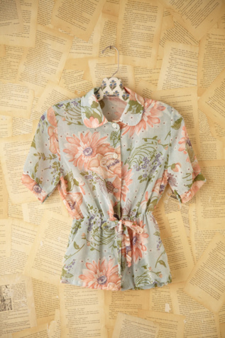 Vintage Floral Tie Waist Shirt