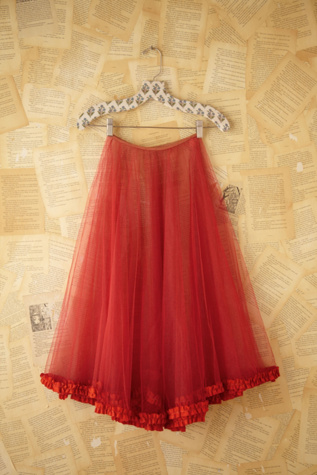 Vintage Red Mesh Skirt