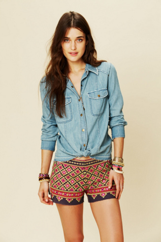 Embroidered Denim Shirt