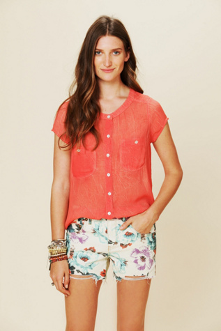 We The Free Marble Effect Buttondown Top