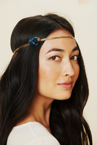 Leather Rose Metal Chain Headband