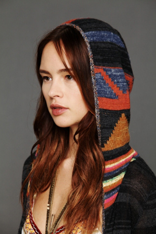 Long Pattern Hooded Cardigan
