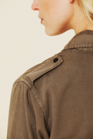 Olive Buttondown with Embroidery