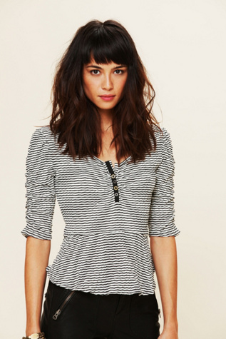 Free People Stripey Candy Peplum Top