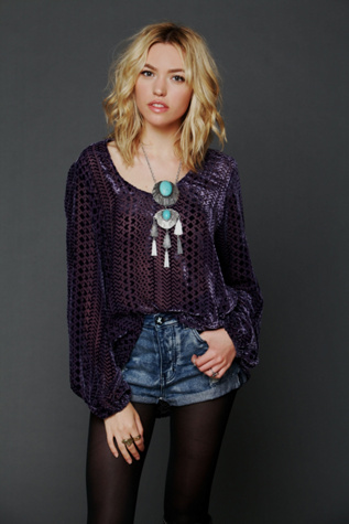 Velvet Bell Sleeve Top