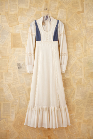 Free People Vintage Blue and White Gunne Sax Dress in Vintage-Dresses