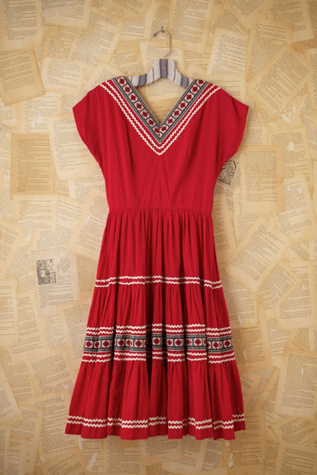 Vintage 80s Embroidered Dress