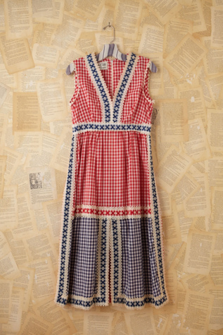 Vintage Gingham and Crochet Dress