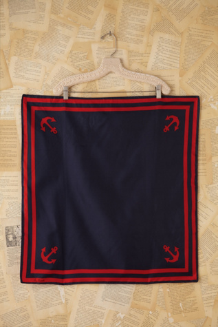 Free People Vintage Red and Blue Sailor Silk Scarf in Vintage-Accessories