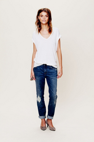 High Rise Patched Menswear Skinny
