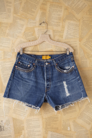 Vintage Custom Studded Denim Cutoff Shorts
