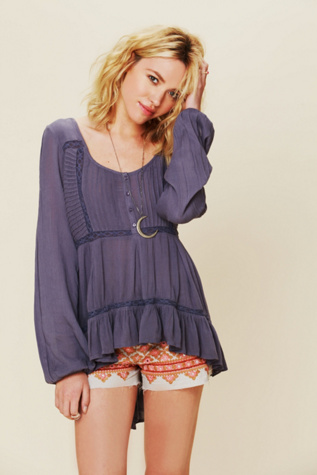Pintuck Bubble Sleeve Tunic