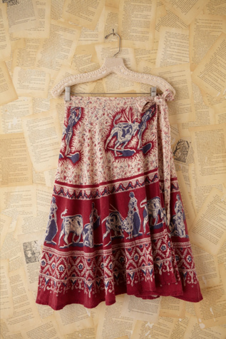 Free People Vintage Batik Printed Wrap Skirt in vintage-skirts