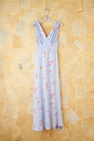 Free People Vintage Floral Printed Silk Maxi Dress in Vintage-Dresses
