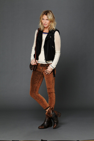 Dotted Velvet Uncut Corduroy Skinny