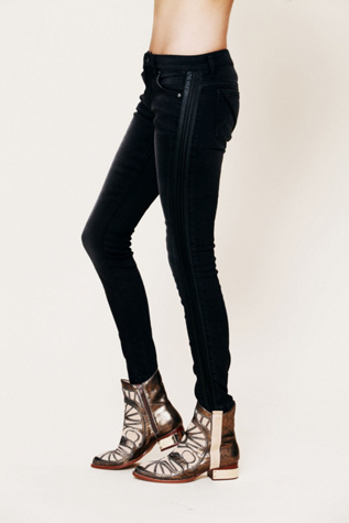 Vegan Leather Trim Skinny
