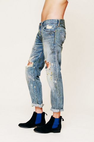 Oil Stained Destroyed Boyfriend Jean