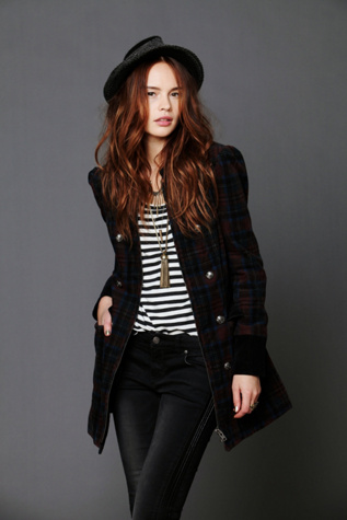 Plaid Corduroy Lady Coat