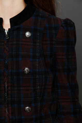 Plaid Corduroy Lady Coat