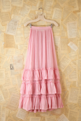 Free People Vintage Pink Cotton Long Skirt in vintage-skirts