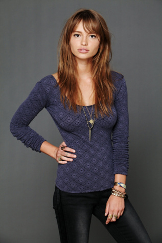 Long Sleeve Diamond Textured Top
