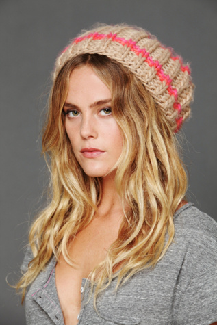 Striped Pom Pom Hat