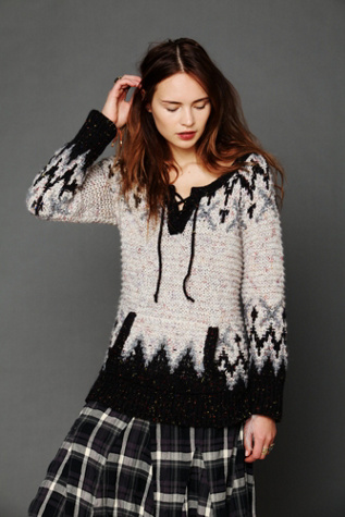 Fairisle Lace Up Pullover