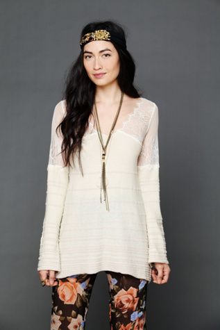 Lace Neck Stripe Tunic