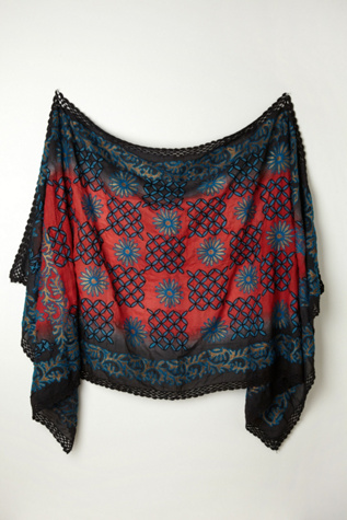 Embroidered Dahlia Scarf