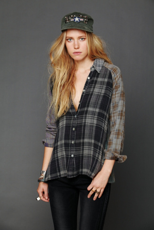 Plaid Hi Low Buttondown Tunic