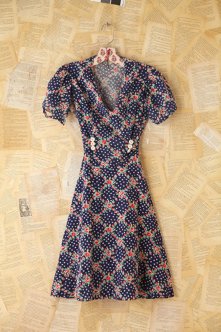 Free People Vintage Blue Floral Dress in Vintage-Dresses