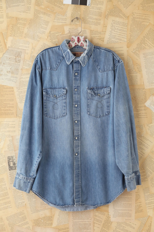 Free People Vintage Denim Button Front Shirt  in vintage-jeans
