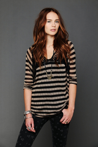 Stripe Crochet Lace Top