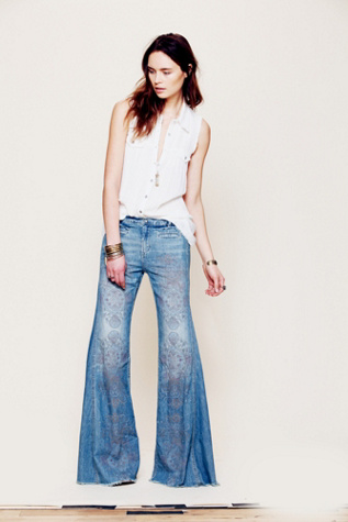 Free People Printed Extreme Vintage Flare
