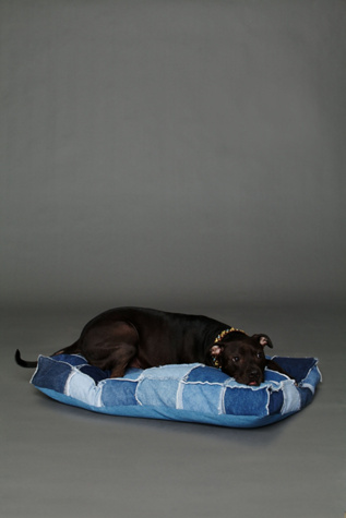 Patched Denim Dog Bed