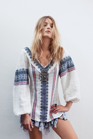 All Roads Embroidery Double V Tunic in sale-new-sale