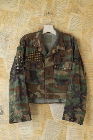 Free People Vintage Studded and Cropped Camo Jacket in vintage-jackets