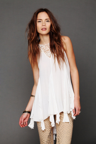 Sleeveless Crochet Ruffle Tunic