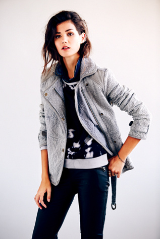 Slouched and Quilted Motorcycle Jacket